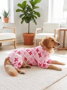 Dog Summer Shedding Hair Control Pajamas - Breathable High Stretch Full Coverage Pet Rompers, Summer Anti Licking & Bug Protective Jumpsuit For Medium Large Dogs, All Over Printing Dog Clothes - Cute Colorful Bow Pattern - Multicolor - View 7