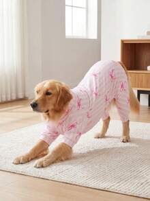 Dog Summer Shedding Hair Control Pajamas - Breathable High Stretch Full Coverage Pet Rompers, Summer Anti Licking & Bug Protective Jumpsuit For Medium Large Dogs, All Over Printing Dog Clothes - Cute Pin Stripe Bow Pattern - Multicolor - View 5