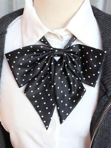 Pink Polka Dot Bow Tie, JK School Style Accessory, Youthful & Versatile Shirt Decor, Graduation Photo Prop - Multicolor - View 7