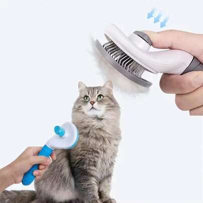1-Click Pet Deshedding Brush, Designed Fur Remover Brush For Cats, Automatic Shedding Grooming Brush For Dogs