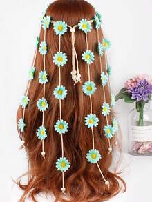 Accessoire pour cheveux de style bohème hippie avec tournesol et marguerite réalistes. Bandeau fleuri, décoration de cheveux d'été avec tournesol, convient aux filles, costumes de fête et de cosplay, style boho, accessoires pour cheveux avec tournesol - Taille unique - Voir 8