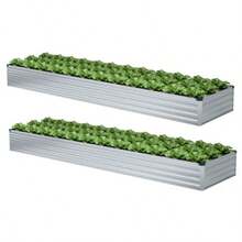 2 Pack 6x3x1FT Galvanized Raised Garden Beds Kit Outdoor Metal Gardening Planter Box For Vegetable Elevated Flower HerbsSilver - 銀色(2 件裝) - 查看 1