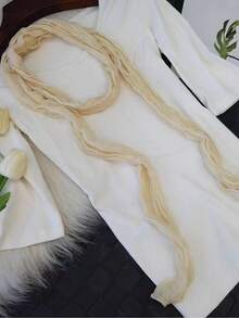 1pc Women's Pleated Lace Ribbon Versatile Headband/Neck Scarf, Sweet & Romantic Style, All Season - Multicolor - View 9