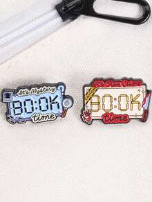 1set It's True Crime Mystery Time Enamel Pin Timer Shape Magnifying Glass Footprint Caution Brooch Lapel Backpack Badge Jewelry Gift - Multicolor - View 8