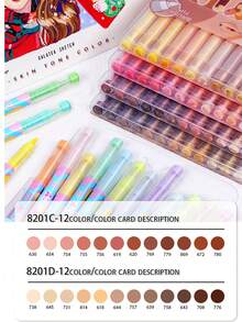 1 pieza Marcador de punta blanda de acrílico de líquido directo, 12/24 colores, pluma de acuarela no transparente especializada para estudiantes, suministros de arte de alta calidad para pintura DIY - Marcador líquido directo - Ver 5