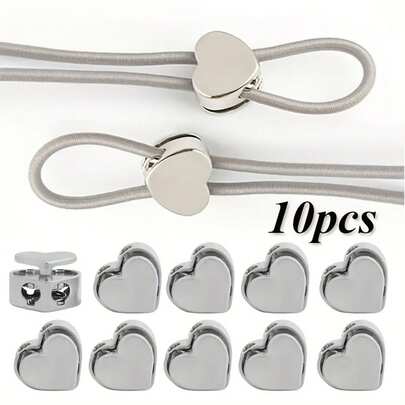 3/1件装多功能心形抽绳扣，弹簧扣调节器，抽绳止动器，适用于连帽衫和背包，服装配件，工艺品零件，经久耐用且实用，光滑金属心形扣，弹簧扣，猪鼻子扣，服装抽绳扣，调节扣，锁扣，卫衣下摆抽绳扣