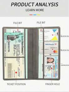 Porte-carte d'immatriculation et d'assurance véhicule, boîte de rangement de documents de voiture, convient aux femmes, aux hommes et aux adolescents - Multicolore - Voir 4