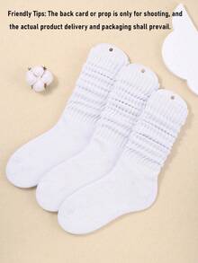 6/3/1 Đôi tất dệt kim rộng rãi dành cho nữ, mùa thu/đông, tất ống rộng, tất nén, thoải mái, màu đen, trắng, xám. - Nhiều màu - Xem 10