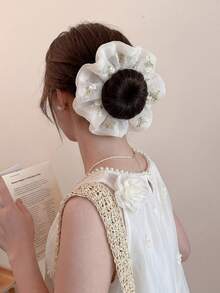 1个精致刺绣花朵发圈，优雅乡村风格发饰 - 彩色 - 查看 3