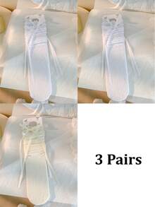 1/3 Pairs Spring/Summer Thin Knee-High Socks, Ballerina Style Mid-Calf Socks, Lolita Bow Socks, Mesh Hollow Stockings, Backless Socks, Lace Straight Tube Socks - Multicolor - View 18