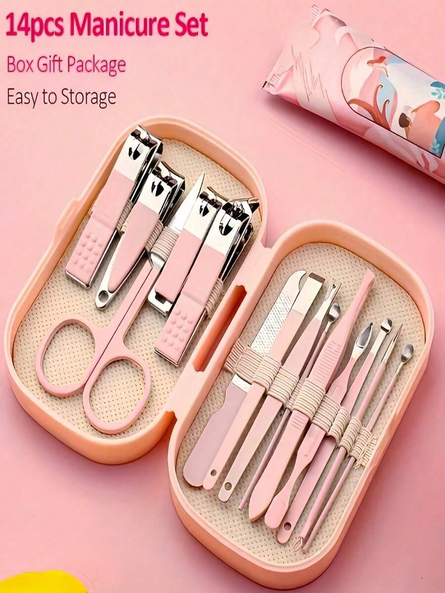 Bộ dụng cụ chăm sóc móng tay chuyên nghiệp, bộ chăm sóc cá nhân dành cho nữ, bộ chăm sóc chân kèm dụng cụ làm sạch ráy tai, kìm cắt móng, dụng cụ làm móng, túi đựng du lịch unisex, quà tặng cho bạn bè và người thân.