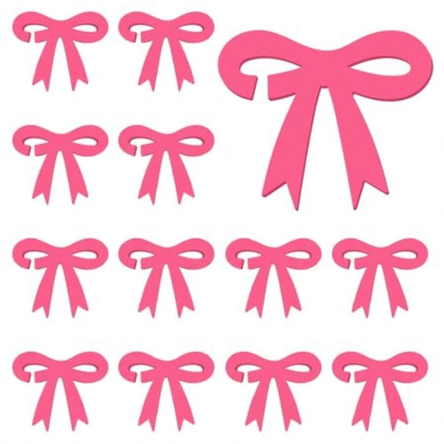 8Pcs Acrylic Wine Glass Tags Purple Butterfly Pink Bowknot Cat Rose Pink Cherry Blossoms Drink Markers For Cups Reusable Blank Drink Charms For Birthday Wedding Party Decoration Accessory - 蝴蝶結 - 查看 1