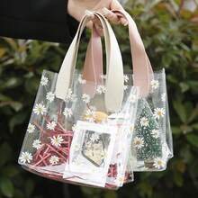 4pcs/1pc Transparent PVC Daisy Print Tote Bag, Mother's Day Party Favor Bag, Mother's Day Gift Packaging Bag, Mother's Day Bouquet Decor Bag, Bridal Shower Gift Bag, Bridesmaid & Groomsman Gift, Birthday Party Favor, Graduation Memento Bag, Baby Shower Guest Favor Bag - Multicolor - View 6
