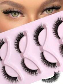 Konstminkögonfransar, tecknade ögonfransar, naturliga långa fladdrande ögonfransar, förlängande ögonfransförlängningar - Svart - Visa 2