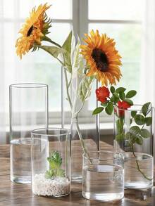 1pc Transparent Glass Planter, Desktop Green Plant Pot, Home Decor Vase, Living Room Centerpiece, Tabletop Decorative Glass Vase - Clear - View 1