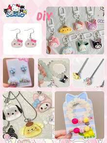 SANRIO Nguyên liệu làm trang sức Hello Kitty, mặt dây chuyền nhựa, ốp điện thoại hoạt hình trơn và phụ kiện tóc thủ công tự làm. - Phụ kiện nhựa - Xem 3