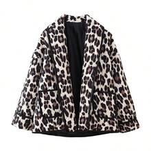 Scacto Women's Fashion Street Hipster Leopard Print Coat - 棕色 - 查看 9