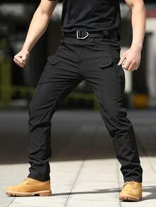 Pantalones tácticos impermeables para hombre X7 de tejido compuesto, pantalones de trabajo para exteriores, resistentes a la abrasión y transpirables - Negro - Ver 3