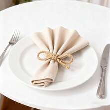 8/12pcs Handmade Linen Bowknot Napkin Rings, Suitable For Wedding, Party, Birthday, Dining Table, Christmas, Thanksgiving, Home & Outdoor Dining Decor, Bridal Shower, Rustic Style Valentine's Day - Multicolor - View 3