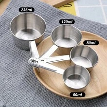 1个不锈钢防锈宠物食品量杯，大容量带刻度，易于清洗，分格勺，适用于猫狗 - 多色 - 查看 3