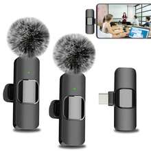 Wireless Lavalier Microphone For Phone TypeC Lapel Mics Plug-Play 2.4G Ultra-Low Delay Built-In Noise Reduction Chip Working Time For Video Recording Interview Podcast Vlog 50mAh Rechargeable Battery - Black - View 4