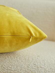 1pc Yellow Pleated Tassel Patchwork Decorative Pillow Cover, Suitable For Indoor Decor, All Season Pillow Sham, Pillow Insert Not Included - Yellow - View 8