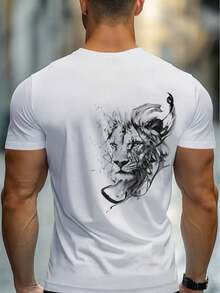 ¡La camiseta más popular del 2026!Camiseta de manga corta para hombre con estampado de león, perfecta para salidas informales o para relajarse en casa.Confeccionada con un material suave, esta camisa blanca es ligera y duradera, lo que la hace ideal para el uso diario, sesiones de gimnasio o viajes. - Colores mixtos - Ver 2