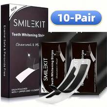 7 pares de tiras de dientes blanqueadoras de carbón, limpieza profunda, cuidado oral, tiras blanqueadoras, aliento fresco, adecuadas para viajes y uso en el hogar - Gel - Ver 15