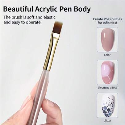 5pcs Soft Hair Nail Art Brushes, Painless Durable Nail Painting Pens, Suitable For Nail Salons And Personal Use, Gold Soft Gradient Nail Art Brushes