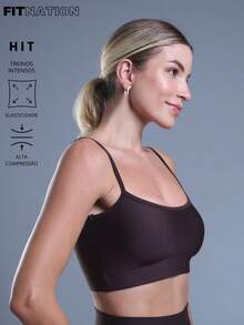 FITNESS TOP WITH NON-TRANSPARENCY STRAPS AND HIGH SUPPORT - Rust Brown - View 2