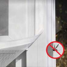 1pc White Hook And Loop Mosquito Net Screen, Self-Adhesive Zipper Style Window Screen, 2026 New Household Anti-Mosquito Device, No Drilling Installation - White - View 6