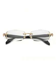 1pcs Unisex Ultra-Light Frameless Glasses - Vintage Diamond Cut Edge, Classic Unisex Computer Glasses, Sturdy Iron Frame, Unisex Glasses - Silver - View 9