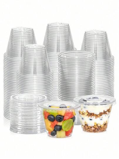 1-50 chiếc cốc trong suốt có nắp - Thích hợp cho các món tráng miệng, bánh cupcake, sữa lắc, bánh pudding, đồ ăn nhẹ, trái cây, kem, phục vụ tiệc, sữa chua, bảo quản thực phẩm, nước sốt salad, gia vị, cà phê đá, sinh tố, sữa lắc và các loại đồ uống lạnh khác; Lý tưởng cho đám cưới, tiệc tùng và sinh nhật.