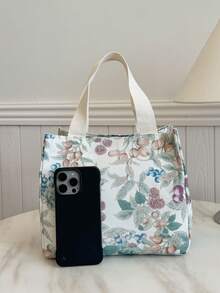 Portable Insulated Lunch Bag, Bento Box, Dinner Thermal Bag, Cute Thickened Student Lunch Fruit Bag, Leaf And Grape Design Bag - Multicolor - View 2