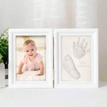 Bộ khung ảnh gấp gọn bằng đất sét, bộ làm dấu tay và dấu chân em bé kèm giá đỡ ảnh, bộ tự làm khung ảnh, quà lưu niệm, món quà ngày lễ hoàn hảo. - Khung ảnh đất sét hai lớp - Xem 8