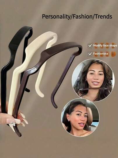 2pcs/Set Summer Minimalist Square Headbands For Women, Durable Plastic Headbands, Suitable For Beach, Swimming Pool, Casual Daily Wear And Styling