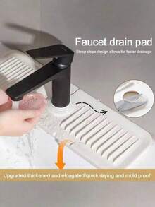 1pc Splash-Proof Faucet Splash Guard, Made Of Anti-Splash Silicone, Suitable For Kitchen Sink, Can Block Water Flow, Trimmable And Foldable, Fits Narrow Sinks, Absorbent Mat - Multicolor - View 4