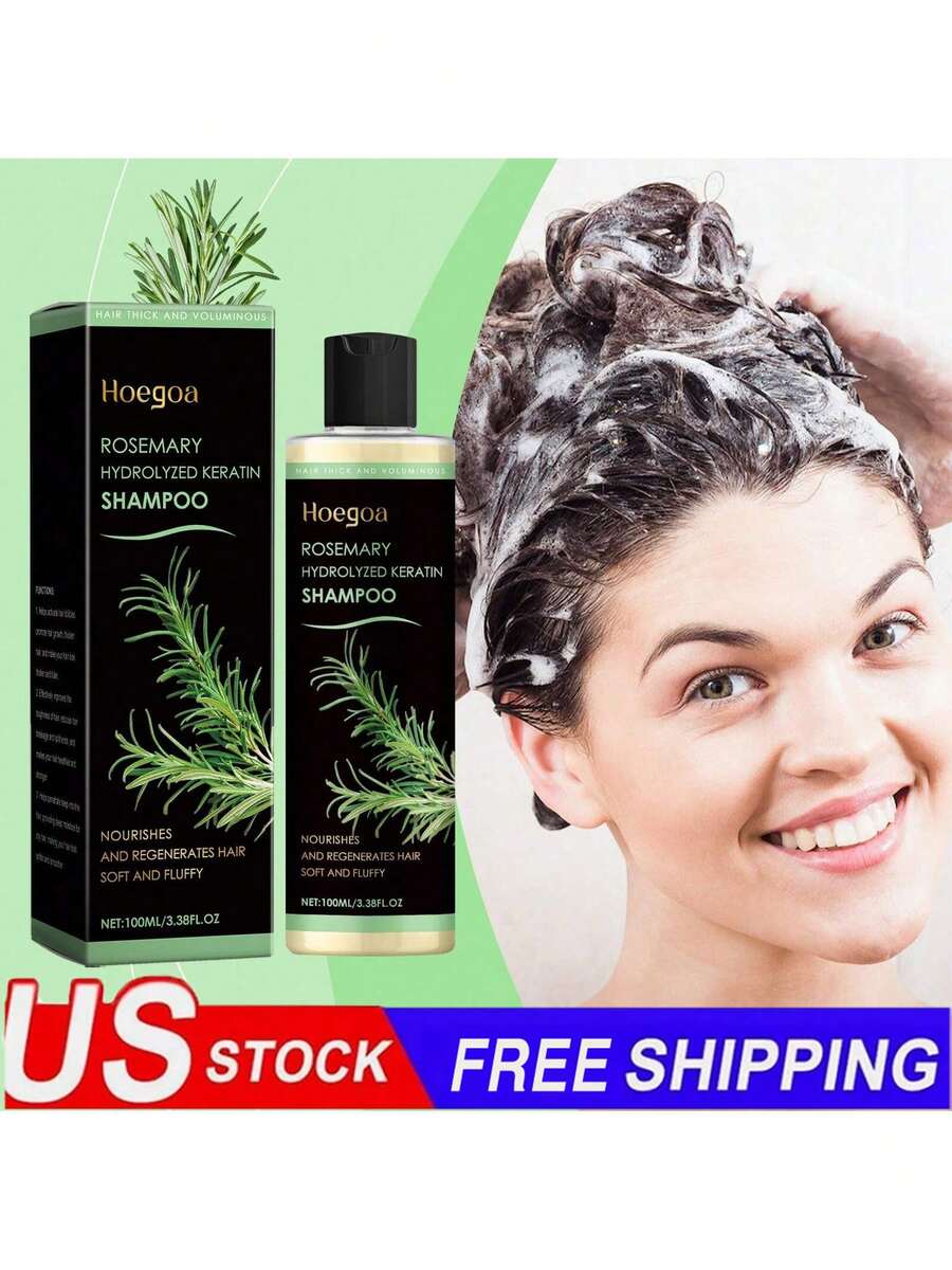 Hoegoa Rosemary Hydrolyzed Keratin Shampoo - Volumizing & Oil Control Clarifying Shampoo, Soothing Scalp Refreshing Fluffy Smoothing Anti Dandruff Nourishing Gentle Cleansing For Fine Hair, (100ML) - Rosemary Shampoo - 查看 1