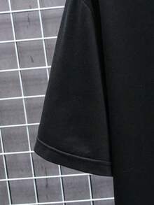 Men's Casual Letter Print Round Neck Short Sleeve ShirtHot Item - 黑色 - 查看 6