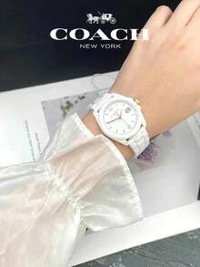 Coach GREYSON Series Women's Watch, White Case White Ceramic Strap White Dial - 白色 - 查看 12