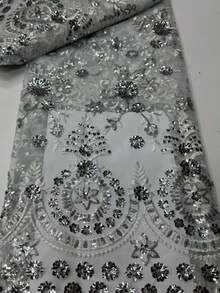Vải ren đính sequin cao cấp kiểu châu Phi, dài 5 thước Anh/mảnh, chất liệu mềm mại và thân thiện với da, vải ren đính sequin thêu kiểu Pháp Nigeria cổ điển năm 2026, thích hợp cho váy dự tiệc, váy cưới, đồ thủ công DIY, nhiều màu sắc để lựa chọn. - A - Xem 10