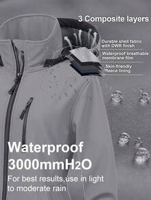 Women's Waterproof Long Trench Coat Fleece Lined Softshell Jacket Lightweight Hooded Raincoat Warm Windbreaker For Outdoor Running Hiking - 淺灰色 - 查看 4