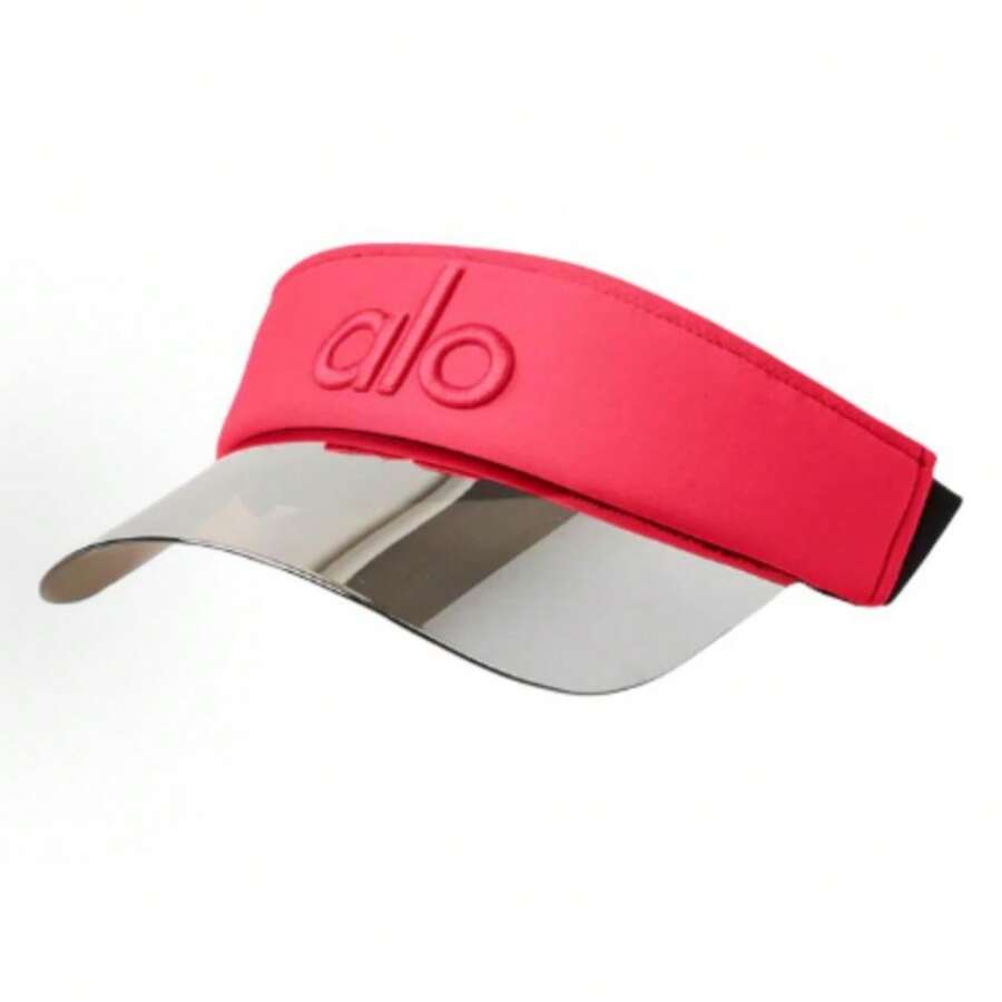 Alo Yoga Logo Sun Visor Hats For Women Wide Brim UV Protection Adjustable Large Golf Beach Cap Packable Travel Sport Visor - 紅色 - 查看 1