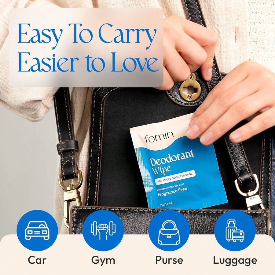 Acidified Travel Deodorant Wipes For Women & Men - 15 Count - Fragrance Free - PH Balanced, Mini Deodorant Travel Size - Plastic-Free, Individually Wrapped Underarm Body Wipes - 無香型 - 查看 1
