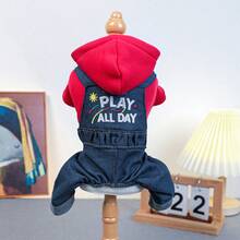 1pc Pet Clothes, Cute 4-Leg Suspender Pants Outfit For Small Dogs & Cats - Blue - View 12