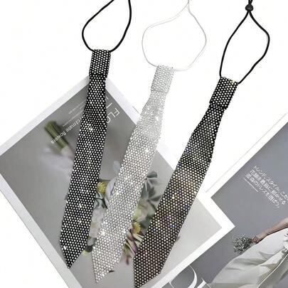 Dây chuyền thắt nơ đính đá pha lê lấp lánh dành cho nữ, mặt dây chuyền thắt sẵn, có thể điều chỉnh, trang sức thời trang Y2K cho các bữa tiệc, dạ hội, lễ hội và phụ kiện trang phục rave (3 màu)