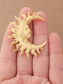 1枚时尚银色/金色不锈钢新月形胸针，女士服装配饰 - 彩色 - 查看 5