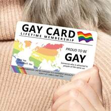 1 张 LGBTQ+ 骄傲终身会员卡 + 1 个心形卡套，装饰性 PVC 卡片，非贴纸，双面彩虹条纹梦幻图案，光滑表面，长方形 - 彩色 - 查看 8