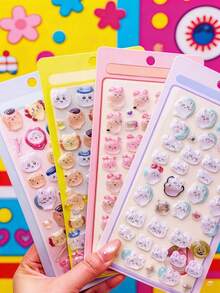 3D立体装饰贴纸，带有浮雕效果，适用于儿童剪贴簿和日记本，也可用于装饰手机、笔记本电脑、行李箱、水瓶、滑板、笔记本和吉他。非常适合日常使用、儿童生日礼物、返校用品、旅行配件和青少年房间装饰。 - 彩色 - 查看 3