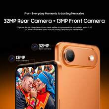 Blackview OSCAL FLAT 3C 解鎖版 4G 智慧型手機，Android 16 系統，6.56 吋 HD+ 螢幕，八核心處理器，4GB+8GB 可擴充記憶體，64GB/128GB ROM，最高支援 1TB SD 卡擴充，13MP+32MP 雙鏡頭，側面快捷鍵，5000mAh 大電池，3 個卡槽，雙 SIM 雙待機（不含充電器） - 橘色 - 查看 6